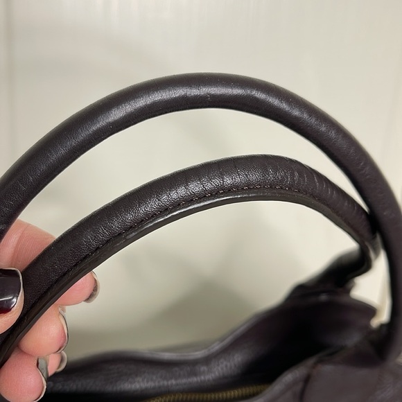 Cole Haan Village H06 Pebble Leather Tassel Dark Brown Shoulder Bag - Picture 6 of 16